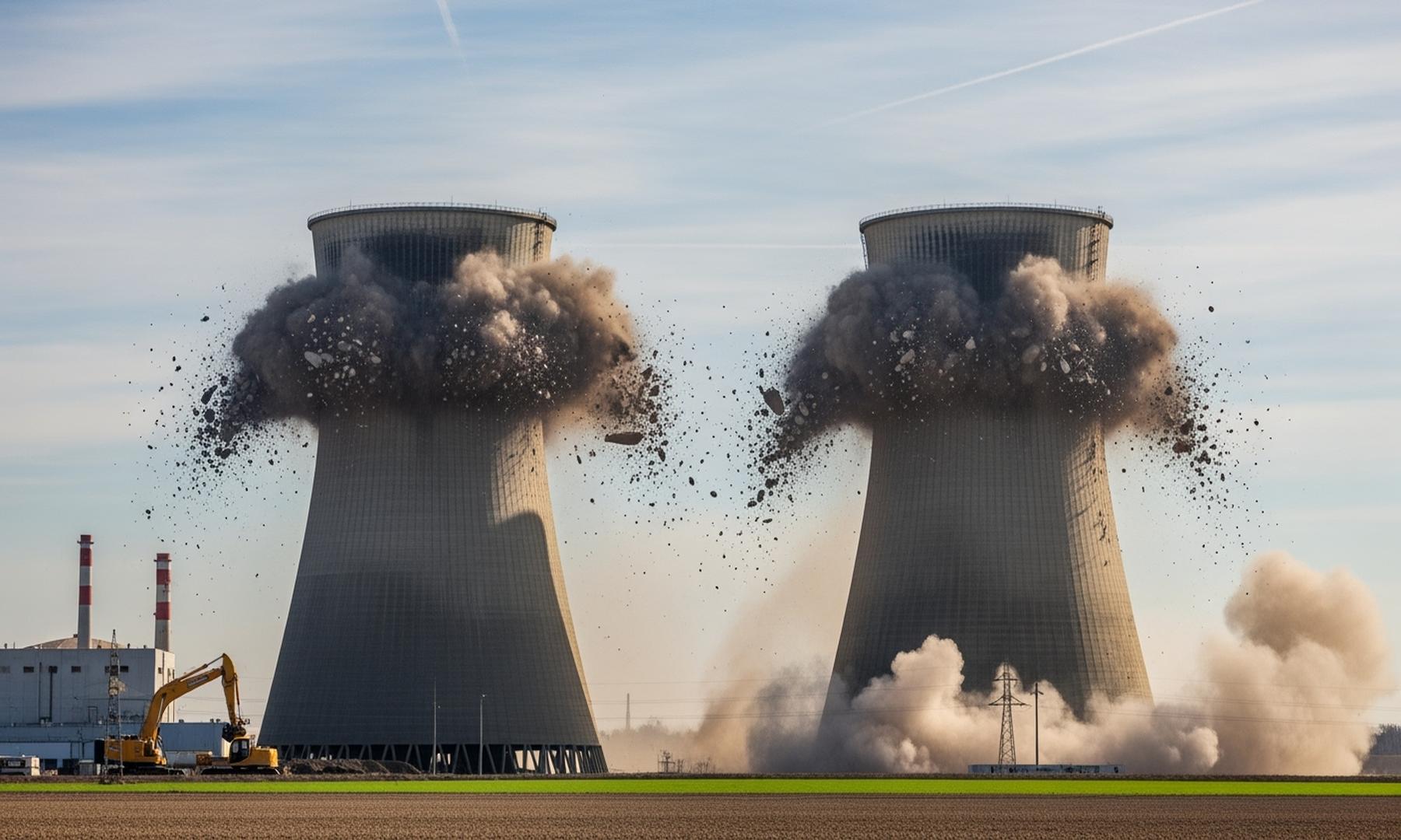 German Nuclear Plant Towers Demolished as Part of Energy Transition