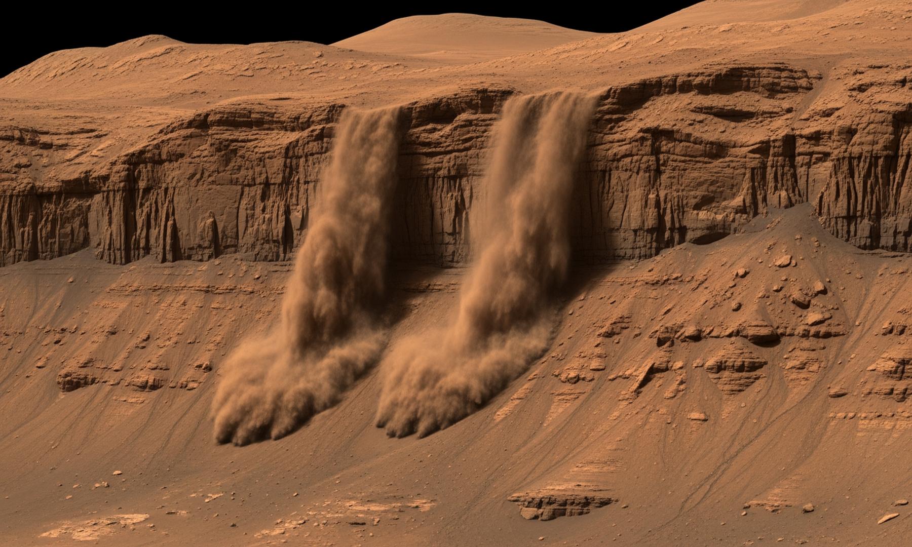 European Space Agency's ExoMars Orbiter Captures Rare Dust Avalanches on Mars